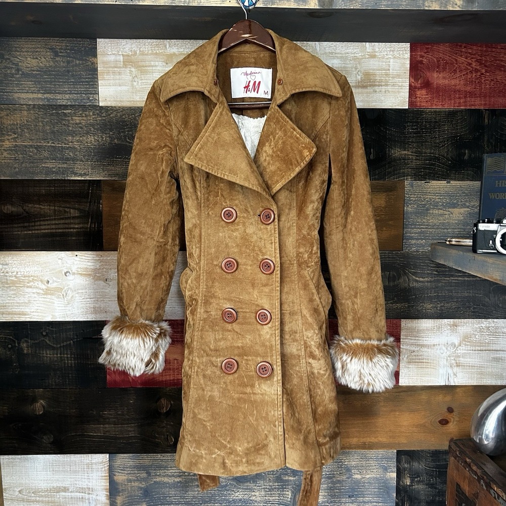Madonna H And M HM Faux Fur Shearling Coat Belted RARE Size M